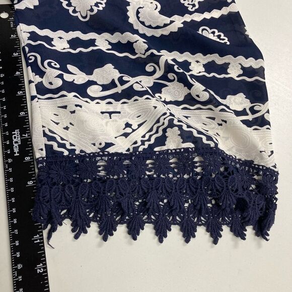 EN CREME, Blue & White, Kaftan/Cardigan, crochet lace, Size L, Oversized - Picture 9 of 10